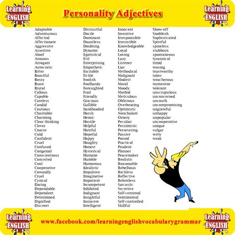 List Of Adjectives For Personality