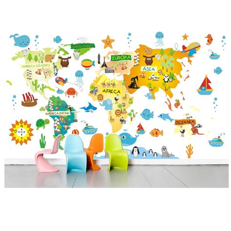 Adesivo Mapa Mundi Infantil Bebe M Elo Produtos Especiais