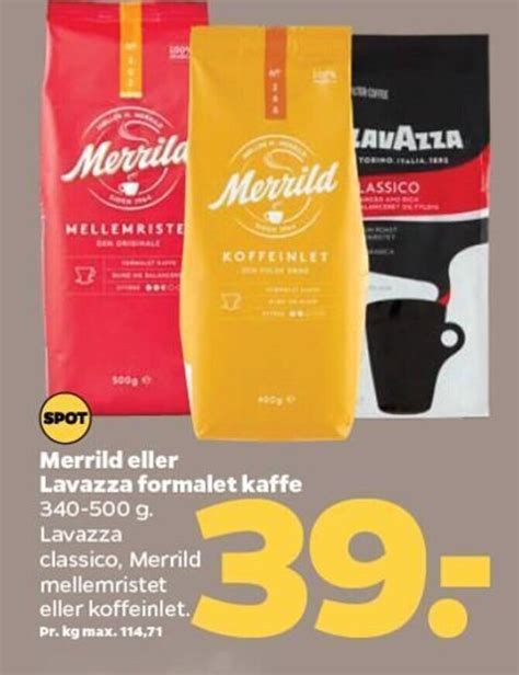 Merrild Eller Lavazza Formalet Kaffe 340 500 G Tilbud Hos Netto