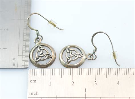 2 2g Solid Silver Celtic Triqueta Hook Back Sterling Earrings Marked