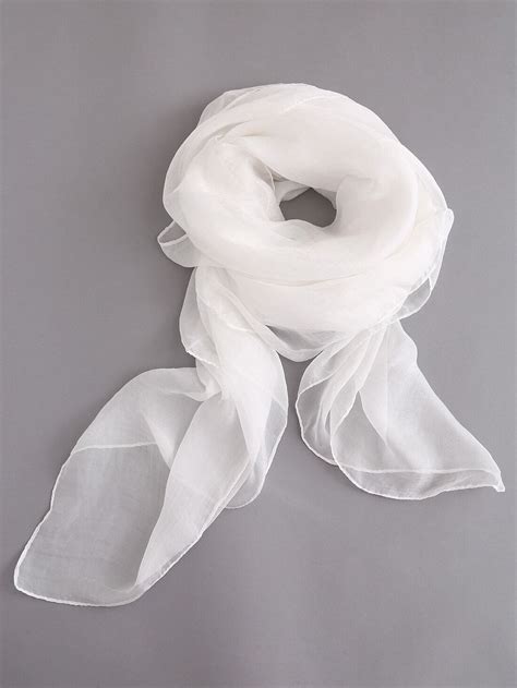 White Chiffon Scarf Shein Sheinside