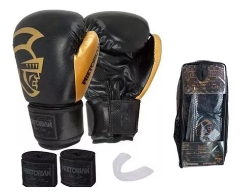 Kit Pretorian Black Line Luva Bandagem Bucal Muay Thai Boxe Escorrega