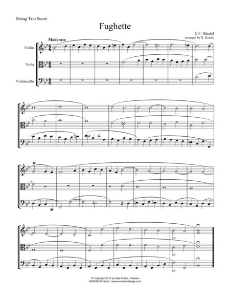 Fughette For String Trio Arr Klas Krantz Sheet Music G F Handel