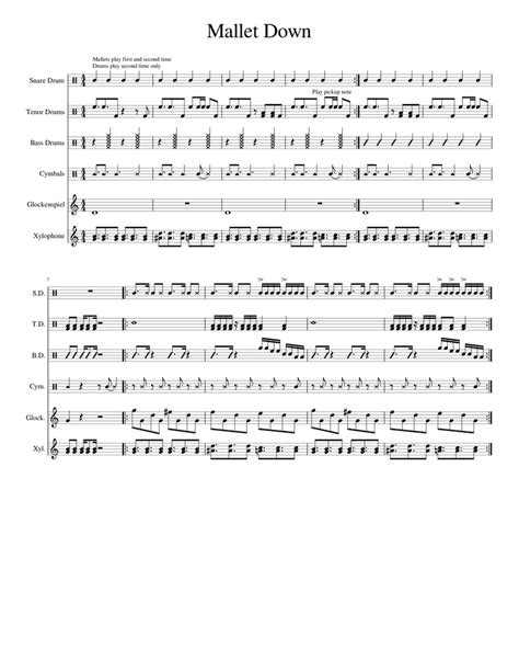 Mallet Down Sheet Music For Glockenspiel Snare Drum Crash Tenor Drum