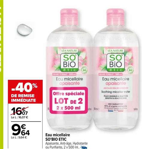 Promo Eau Micellaire So bio étic chez Carrefour iCatalogue fr