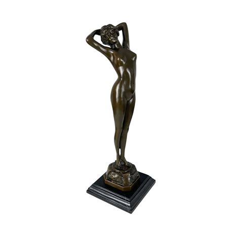 Art Deco Bronze Sculpture Of A Naked Woman Signed Philips Paris