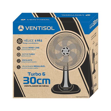 Ventilador Ventisol E Bom - Ventilador de Mesa Ventisol Turbo 6 Pás 30cm Preto 127V - Alta ...