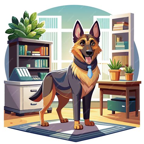 Premium Vector | Corman Shepherd dog devoted stands office vector
