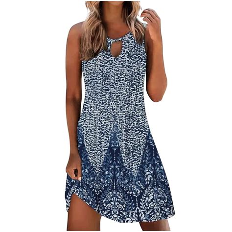 Yanhoo Sundresses For Women Vacation Sleeveless Dresses For Women 2024 Sexy Hollow Round Neck