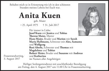 Traueranzeigen Von Anita Kuen Trauer Merkur De