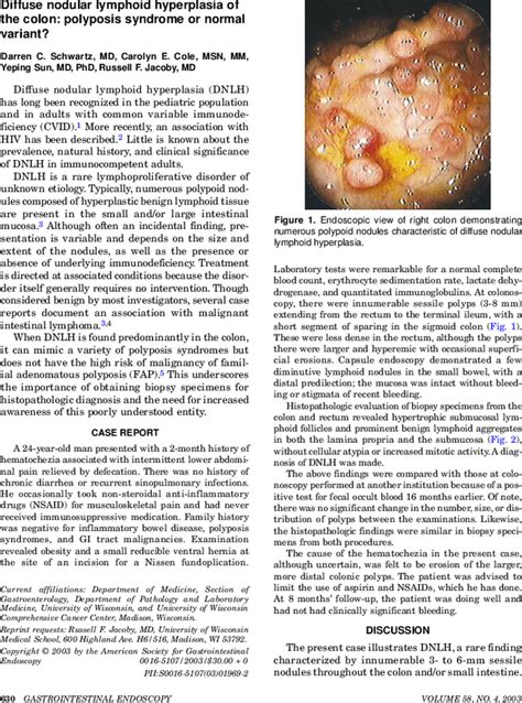 Diffuse Nodular Lymphoid Hyperplasia Of The Colon Gastrointestinal