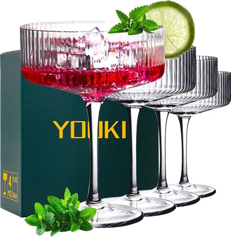 Youki Martini Glasses Set Of 4 Margarita Glasses Cocktail Glasses Glassware Sets