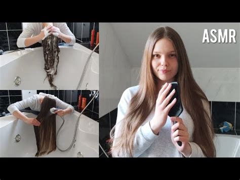 ASMR Washing My Long Hair Forward Long Hair Brushing