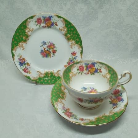 English Porcelain Vintage Paragon Fine Bone China Rockingham Green