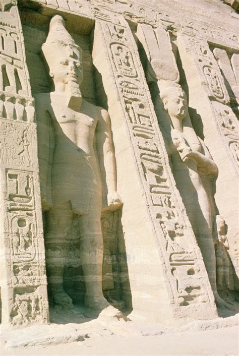 Colossal Statues Of Rameses Ii And Queen Nefertari Small Temple Or