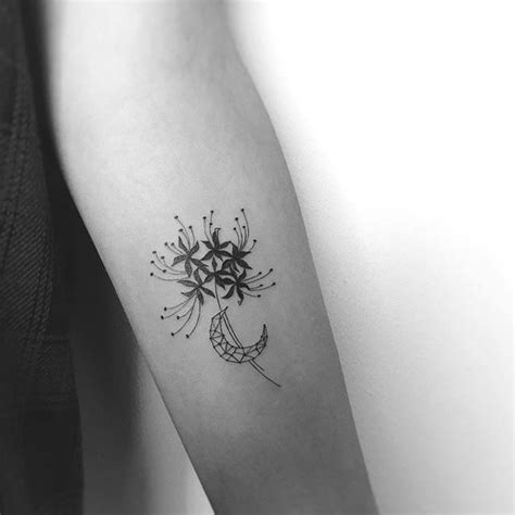 simple black spider lily flower tattoo design ideas lily flower