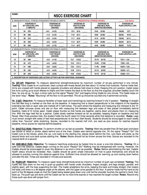 Fillable Online NAME NSCC EXERCISE CHART Fax Email Print PdfFiller