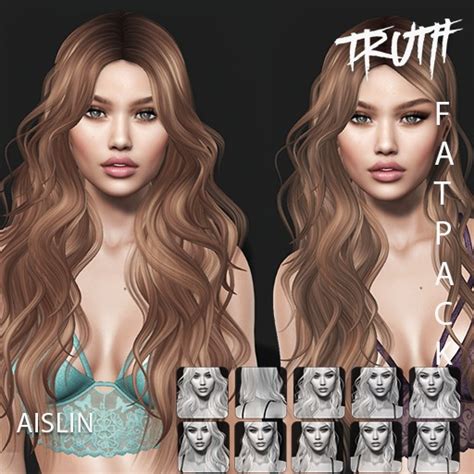 Second Life Marketplace Truth Aislin Fitted Mesh Hair Fatpack