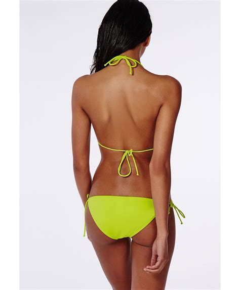 Lyst Missguided Moulded Triangle Bikini Top Lime In Green