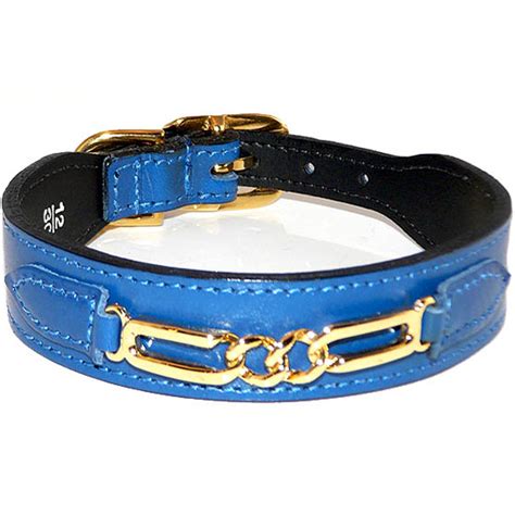 Central Park Leather Dog Collar Cobalt Blue Designer Dog Collars At