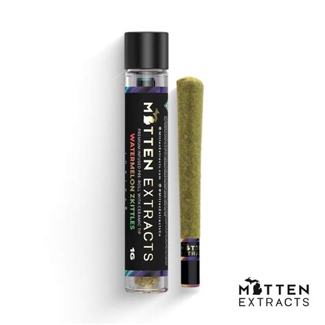 Mitten Extracts 1g Infused Preroll Watermelon Zkittles Indica Mitten Extracts