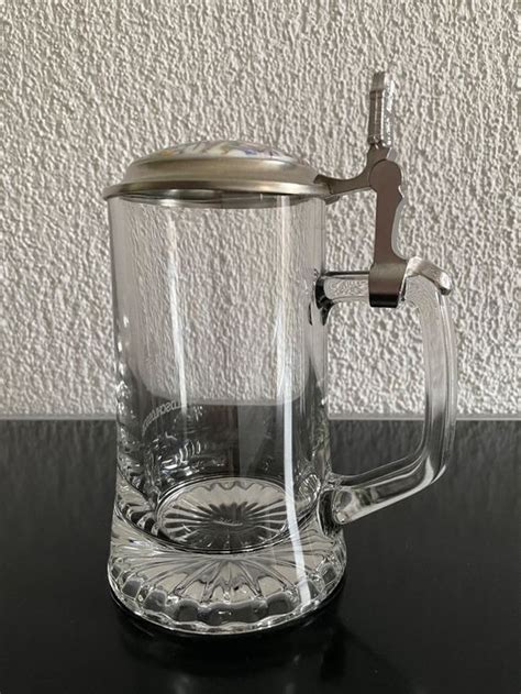 2 Glasbierkrüge mit Zinndeckel Feldschlösschen Kaufen auf Ricardo