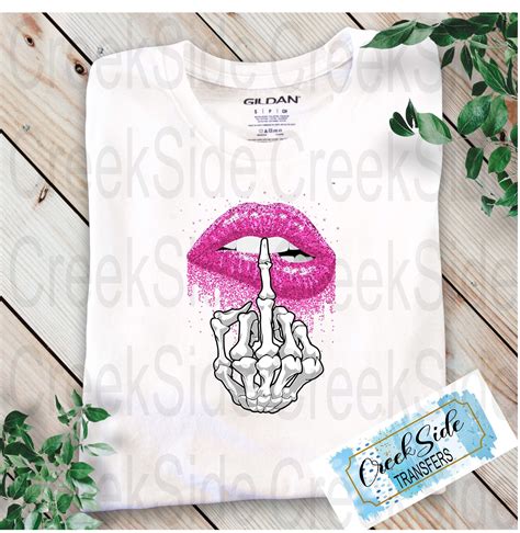 Middle Finger Pink Lips Sublimation Transfer Anti Valentine Ready To