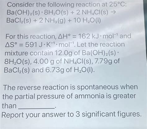 Solved Consider The Following Reaction At 25C Ba OH 2 S Chegg