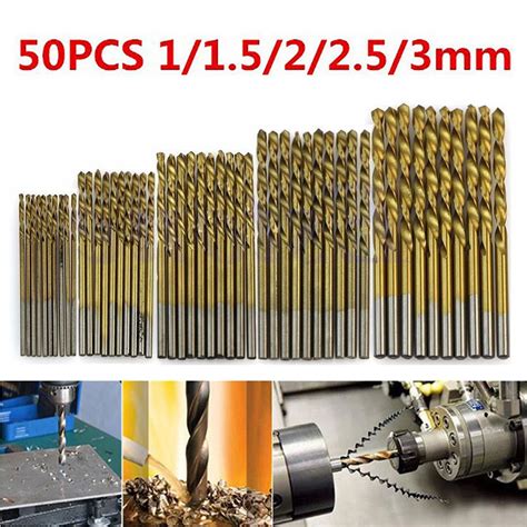 New 50pcs High Speed Steel Twist Drill 1 0 1 5 2 0 2 5 3 0mm Titanium