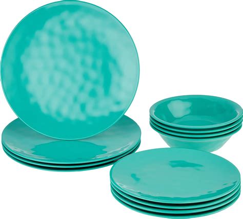 Certified International Melamine 12 Pc Dinnerware Set Service For 4 Teal