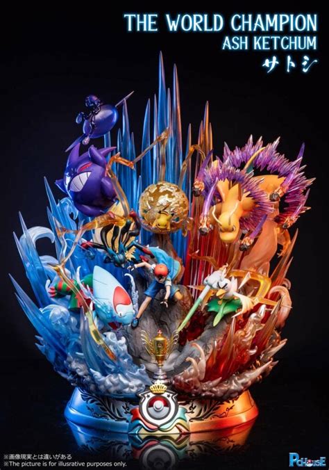 The World Champion Ash Ketchum With Led Pokemon Resin Statue