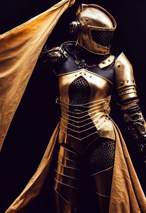 Cyberpunk Knight Gold Armor Photography Full Body Midjourney