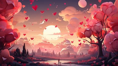 Premium Photo Photo Wonderful Love Tree With Flying Hearts