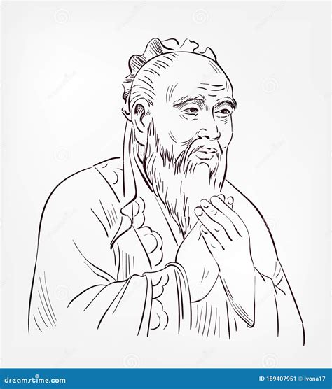 Confucius Vectorschets Illustratieportret Geïsoleerd Redactionele Foto