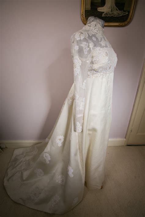 Priscilla Of Boston Vintage 60s Wedding Dress Heavy Draped Silk Long