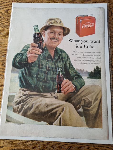 Vintage Coca Cola Advertisement Coke Ad From 1952 Retro Fisherman