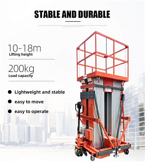 OEM Electric Four Mast Manlift Aluminum Alloy Vertical Lift Tuhe Lift