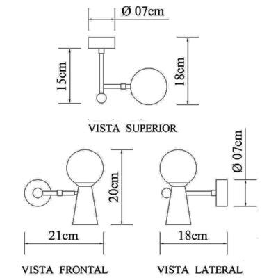 Luminária de Parede Arandela Moderna Gava Foco 1 Globinho de Vidro