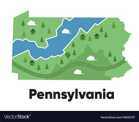 Pennsylvania map shape united states america green