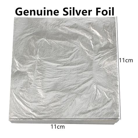 100 Sheets 11 X 11cm 24k Pure Genuine Silver Leaf Foil Sheets Free