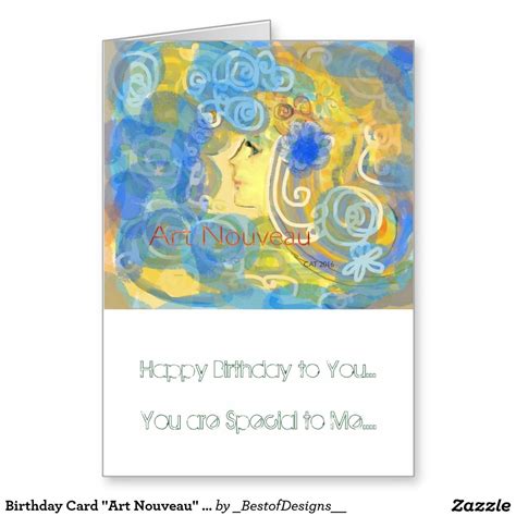 Birthday Card Art Nouveau Design Card Art Birthday Cards Art