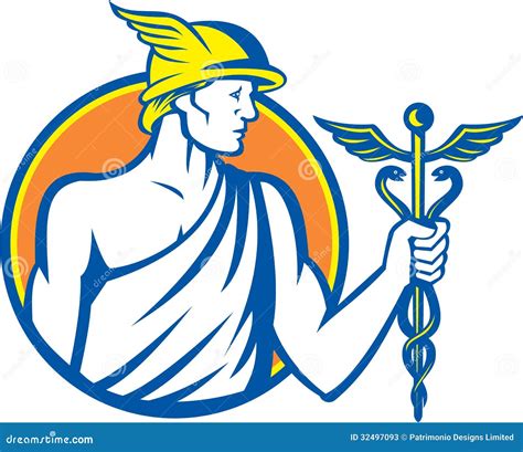 Mercury Holding Caduceus Staff Stock Vector Illustration Of Side