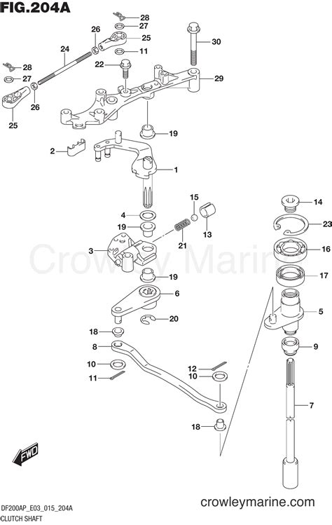 CLUTCH SHAFT Serial Range Four Stroke Outboard 200 DF200AP 510001