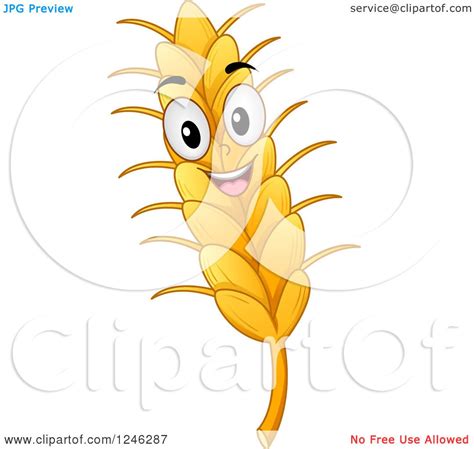 Clipart Of A Happy Wheat Mascot Royalty Free Vector Illustration By