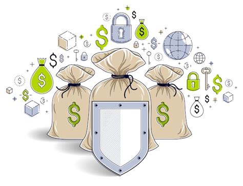 Premium Vector Shield Over 3 Money Bags Financial Security Concept