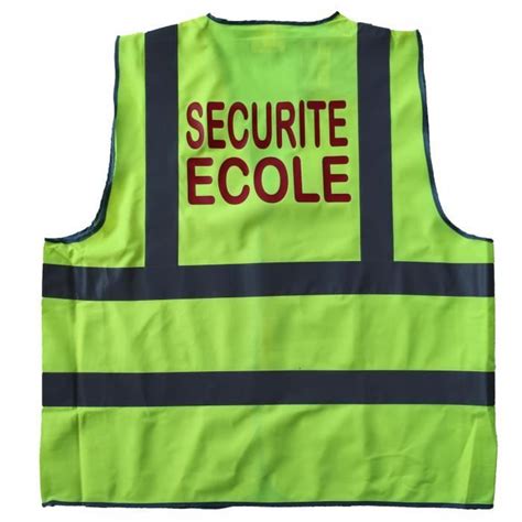 Gilet de sécurité jaune fluo marquage au dos SECURITE ECOLE Jaune