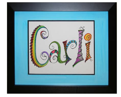 Personalized Art Childs Name Art Hand Drawn Colorful Etsy