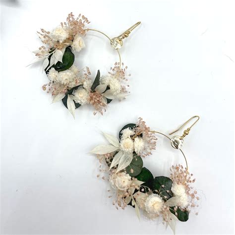 BFlower bijoux en fleurs stabilisées et fleurs naturelles boucles d