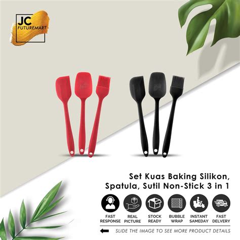 Jual Spatula Kuas Silikon Sendok Utensil Masak Baking Set 3 Pcs Non