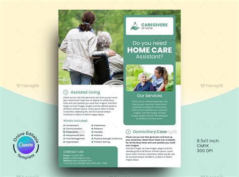 Home Care Assistant Flyer Design Canva Template Heropik